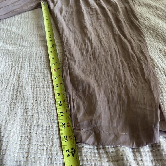 Mustard Seed Jumpsuit Womens Small Brown V Neck Button Front Belted Harem Satin - Picture 15 of 16